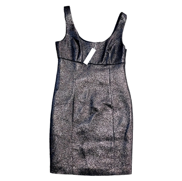 Trina Turk Garreth Wool Blend Metallic Bronze Empire Waist Sheath Dress NWT - Picture 3 of 9